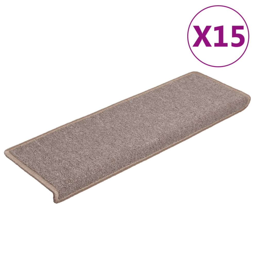 vidaXL 15x Carpet Stair Treads 65x25cm Light Brown Stair Protector Decoration