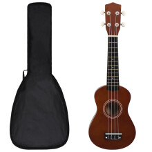 vidaXL Soprano Ukulele Set with Bag for Kids Dark Wood 21" Music Instrument