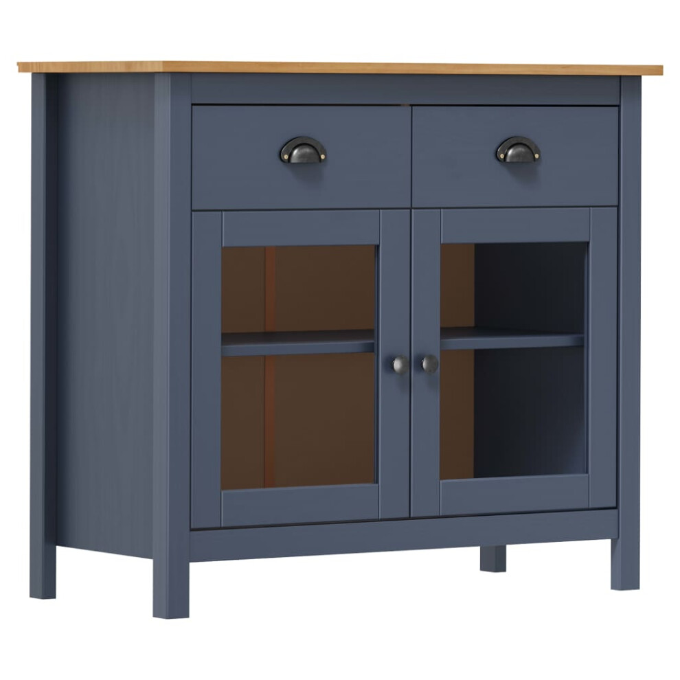 vidaXL Solid Wood Pine Sideboard Hill Grey 90x40x80 cm Wooden Side Cabinet