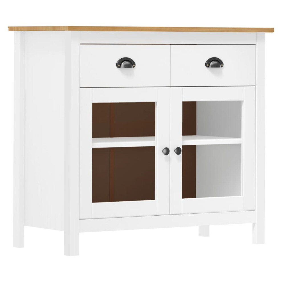 vidaXL Solid Wood Pine Sideboard Hill White 90x40x80 cm Wooden Side Cabinet