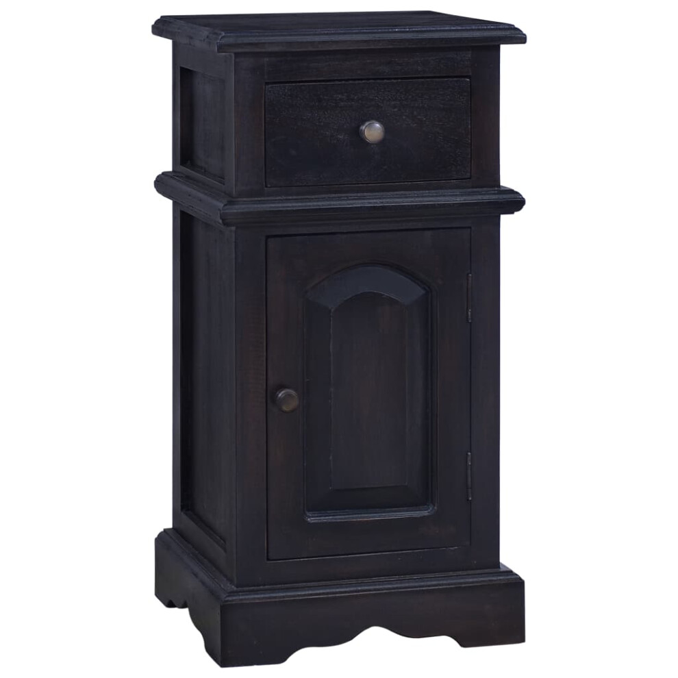 vidaXL Solid Mahogany Wood Bedside Cabinet Light Black Coffee Storage Cabinet