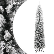 vidaXL Slim Artificial Christmas Tree with Flocked Snow Green PVC Xmas Tree