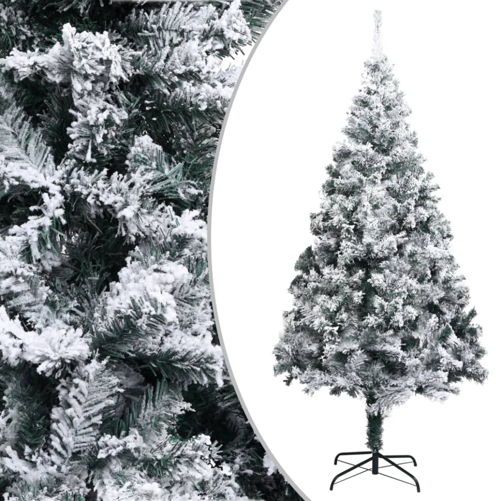 vidaXL Artificial Christmas Tree with Flocked Snow Green 240cm PVC Decoration