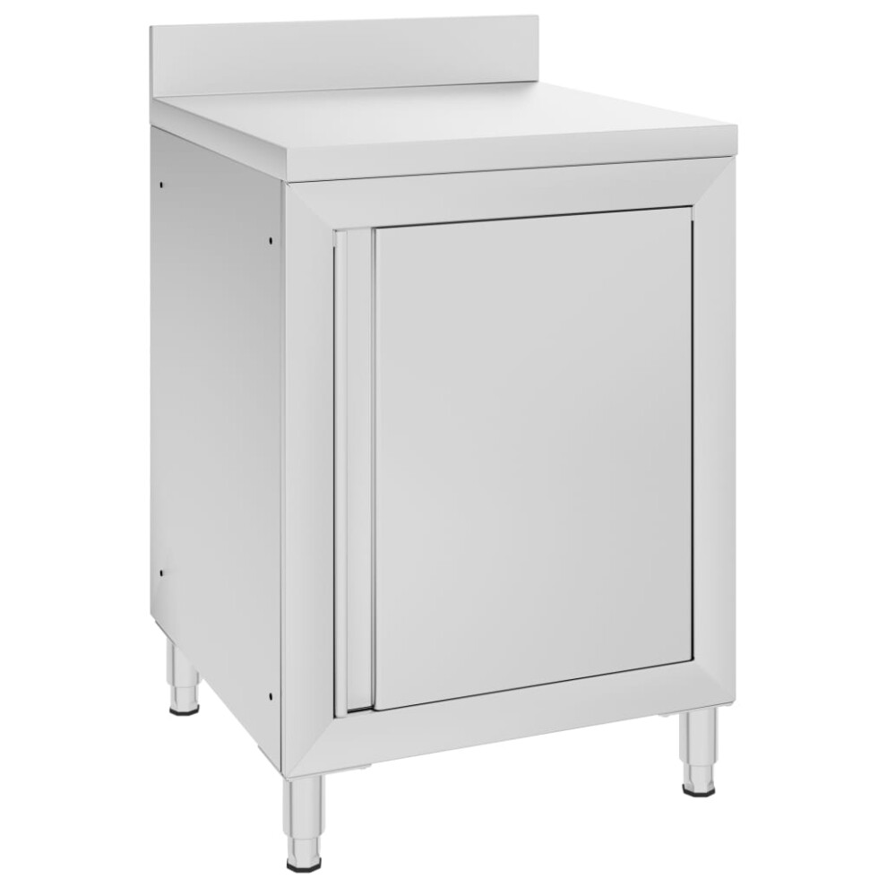 vidaXL Commercial Work Table with Cabinet Stainless Steel Kitchen Cupboard