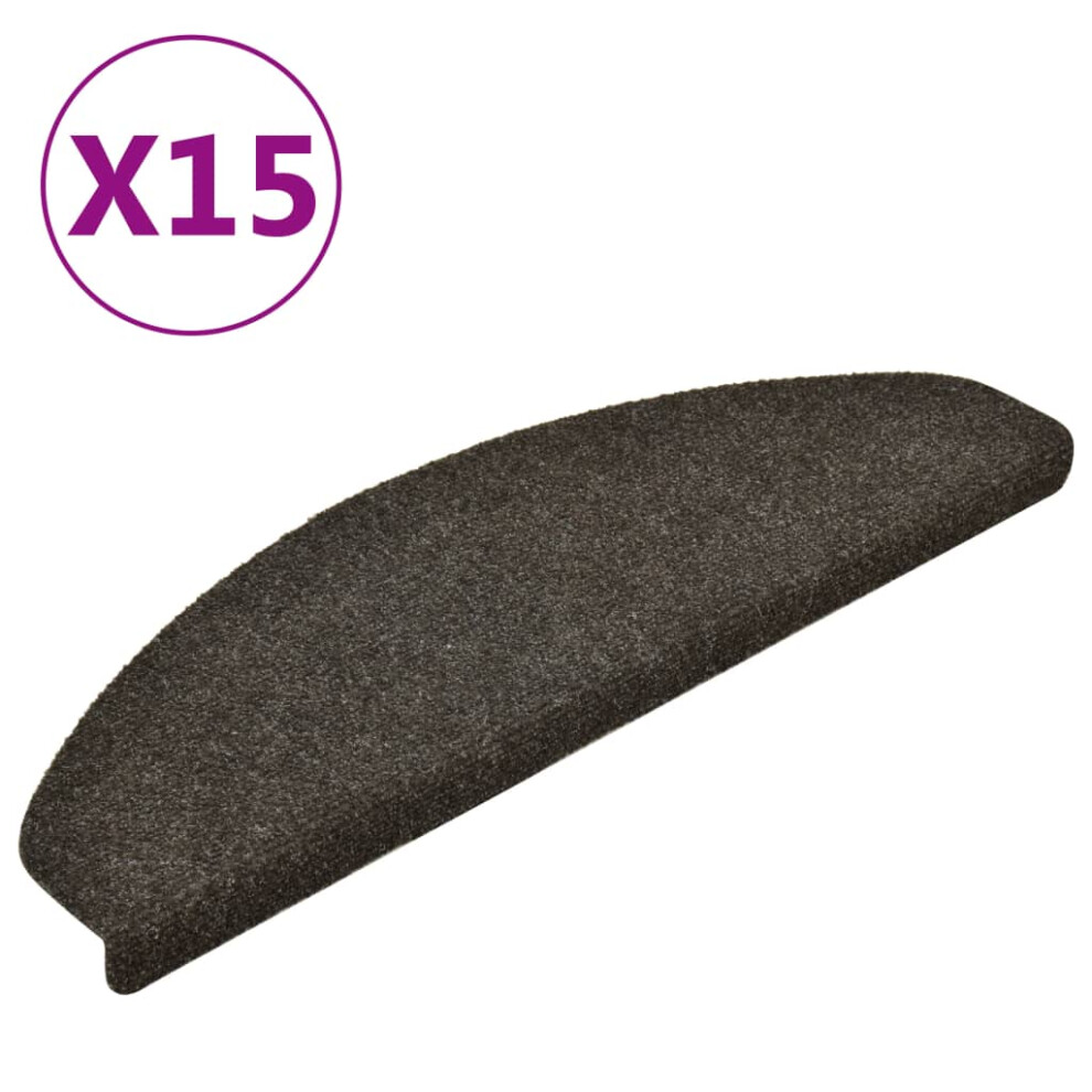 vidaXL 15x Self-adhesive Stair Mats Anthracite Needle Punch Stair Protector