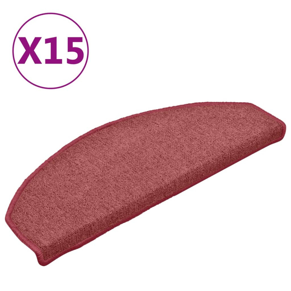 vidaXL 15x Carpet Stair Treads Red Home Decor Stair Step Rug Protection Cover