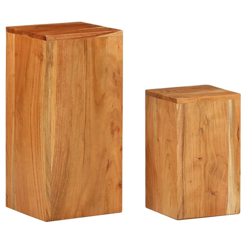 VidaXL vidaXL Plant Stands Side Tables Plant Rack Sofa Table 2 pcs Solid Acacia Wood