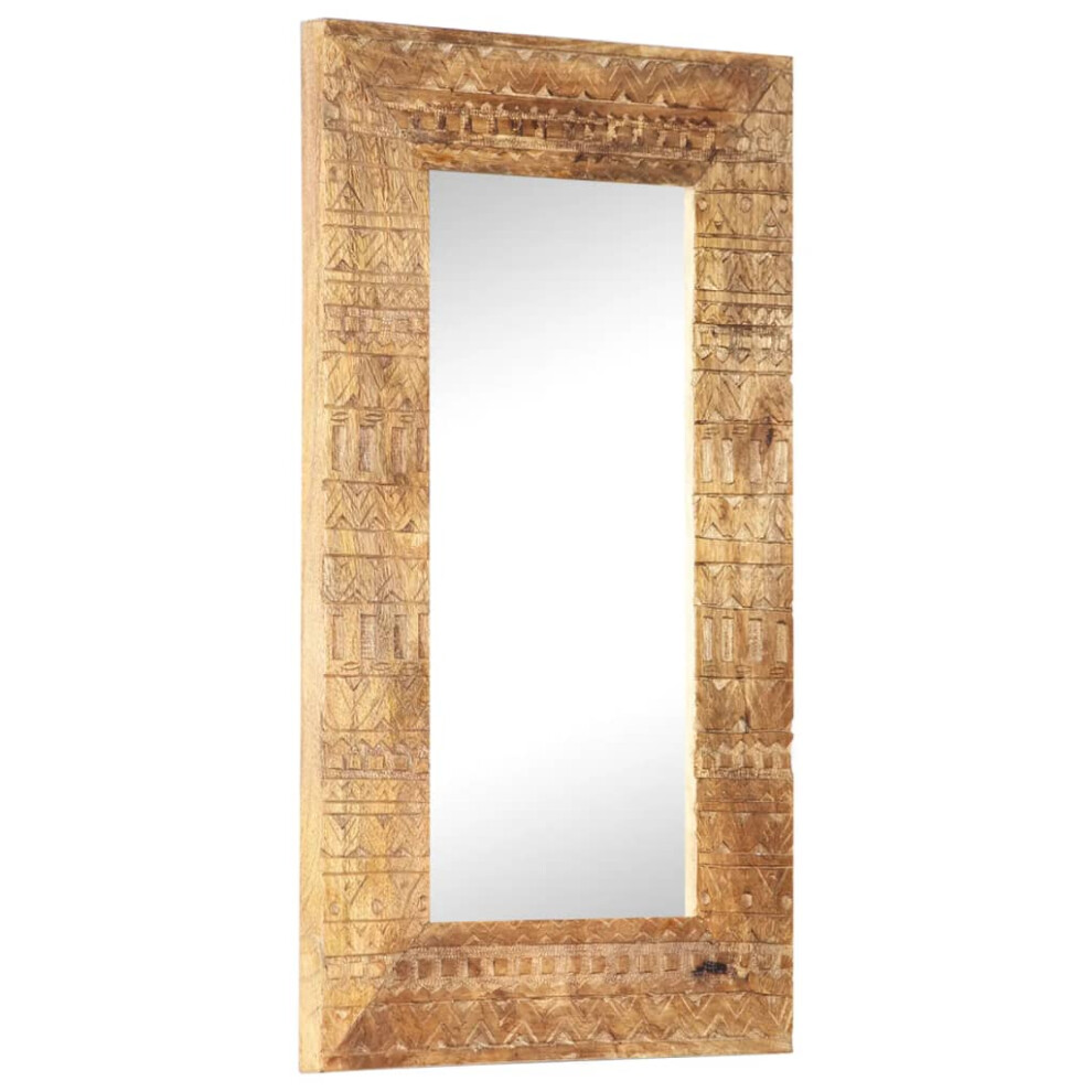 (80 x 50 x 11 cm) vidaXL Hand-Carved Mirror Makeup Vanity Mirror Decoration Solid Mango Wood