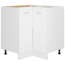 vidaXL Lyon White Engineered Wood Kitchen Corner Cabinet with 2 Shelves, 75.5 x 75.5 x 81.5 cm - 802489