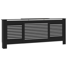 vidaXL MDF Radiator Cover Black - Adjustable 142-205 cm, Slatted Heater Shelf Cabinet for Indoor Furniture