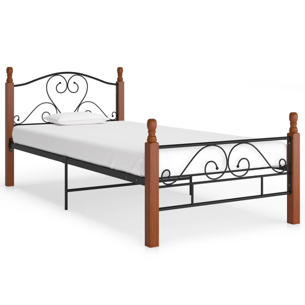 vidaXL Bed Frame Black Metal 90x200 cm Bedroom Adults Kids Bed Base Bedstead