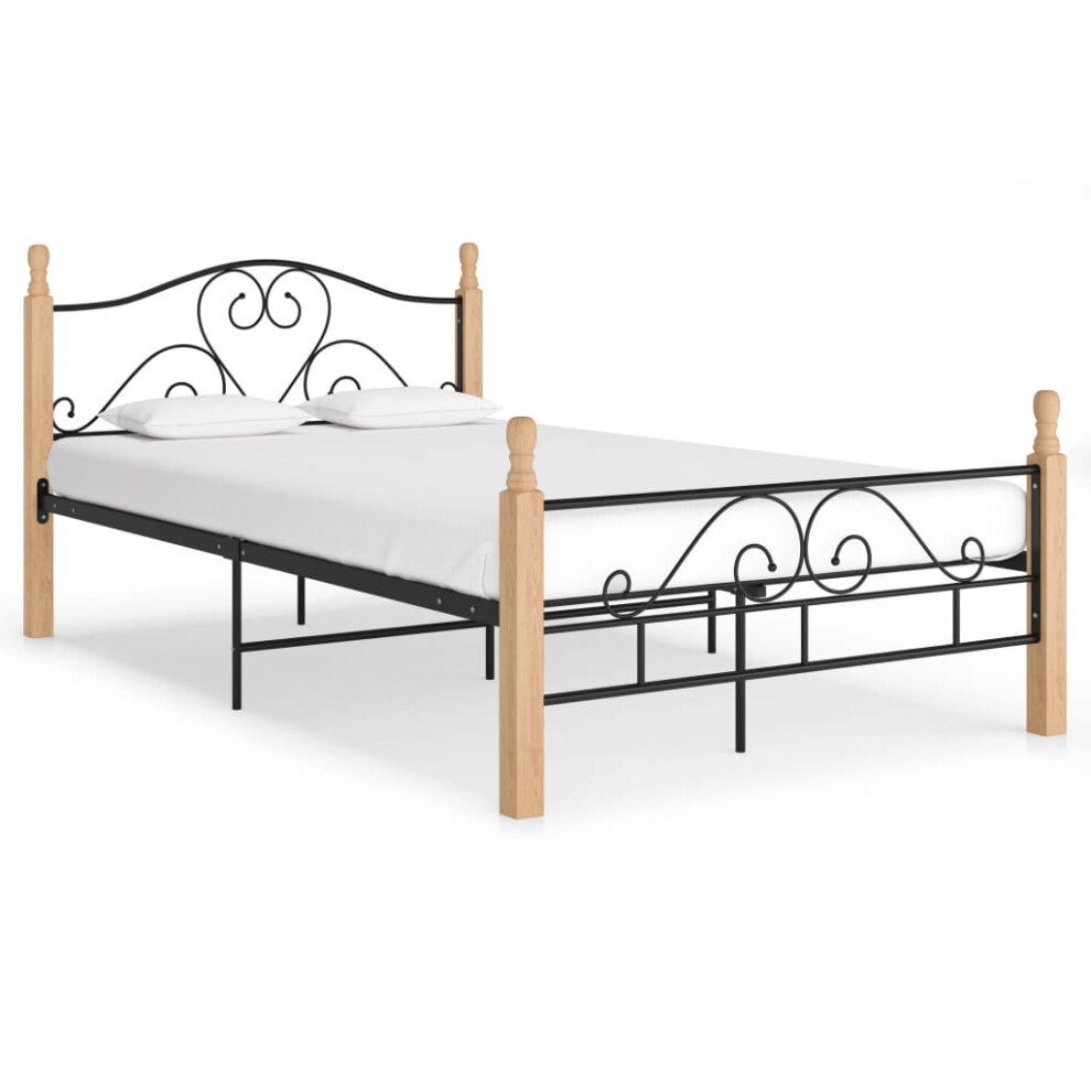 vidaXL Bed Frame Black Metal 120x200 cm Home Double Bedbase Slatted Bedstead