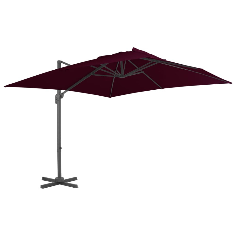 vidaXL Cantilever Umbrella with Aluminium Pole Bordeaux Red 300x300 cm Canopy