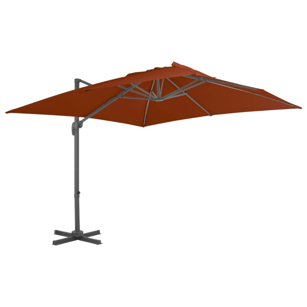 vidaXL Cantilever Umbrella with Aluminium Pole Terracotta 300x300 cm Sunshade