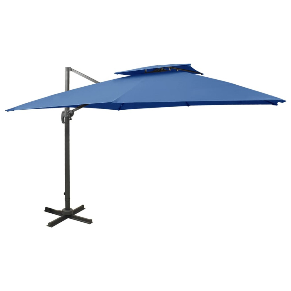 vidaXL Cantilever Umbrella with Double Top 300x300 cm Azure Blue Sunshade