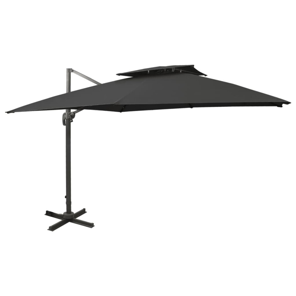 Vidaxl Cantilever Garden Parasol With Double Top Canopy Outdoor Umbrella Black