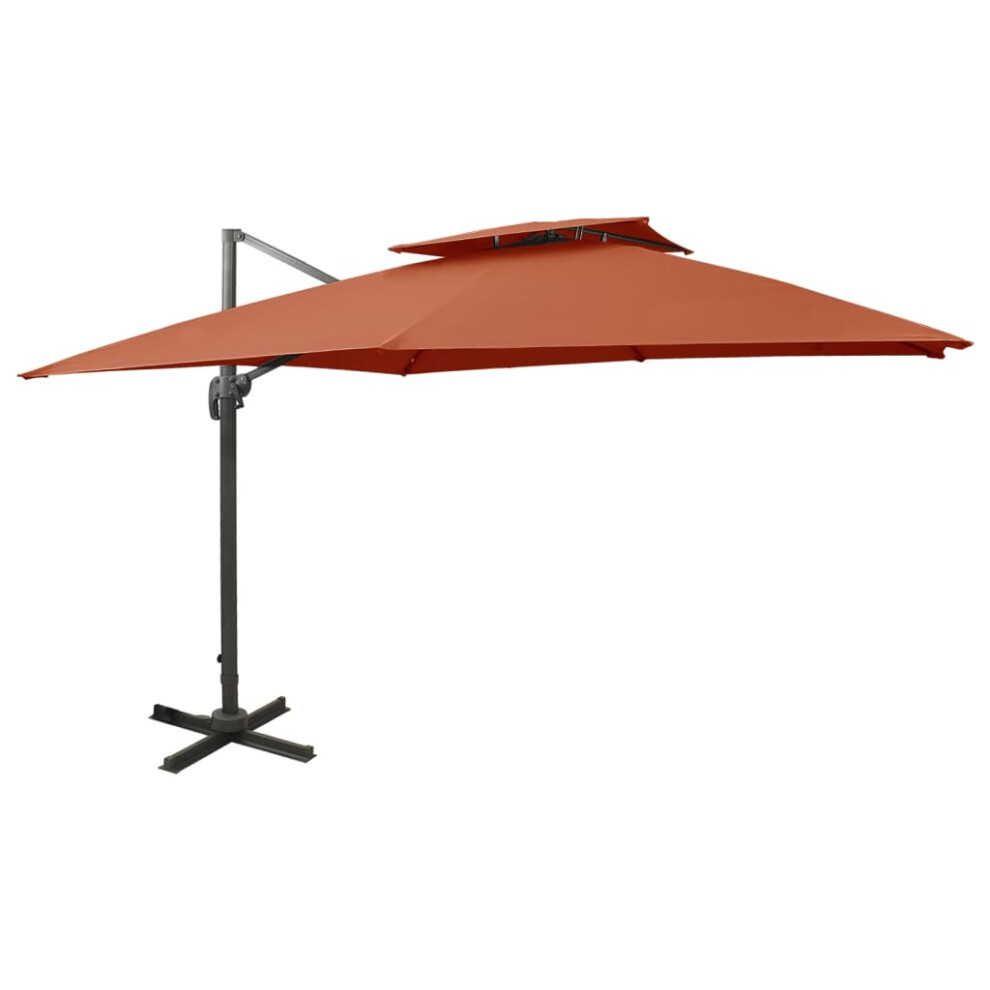 vidaXL Cantilever Umbrella with Double Top 300x300 cm Terracotta Sunshade