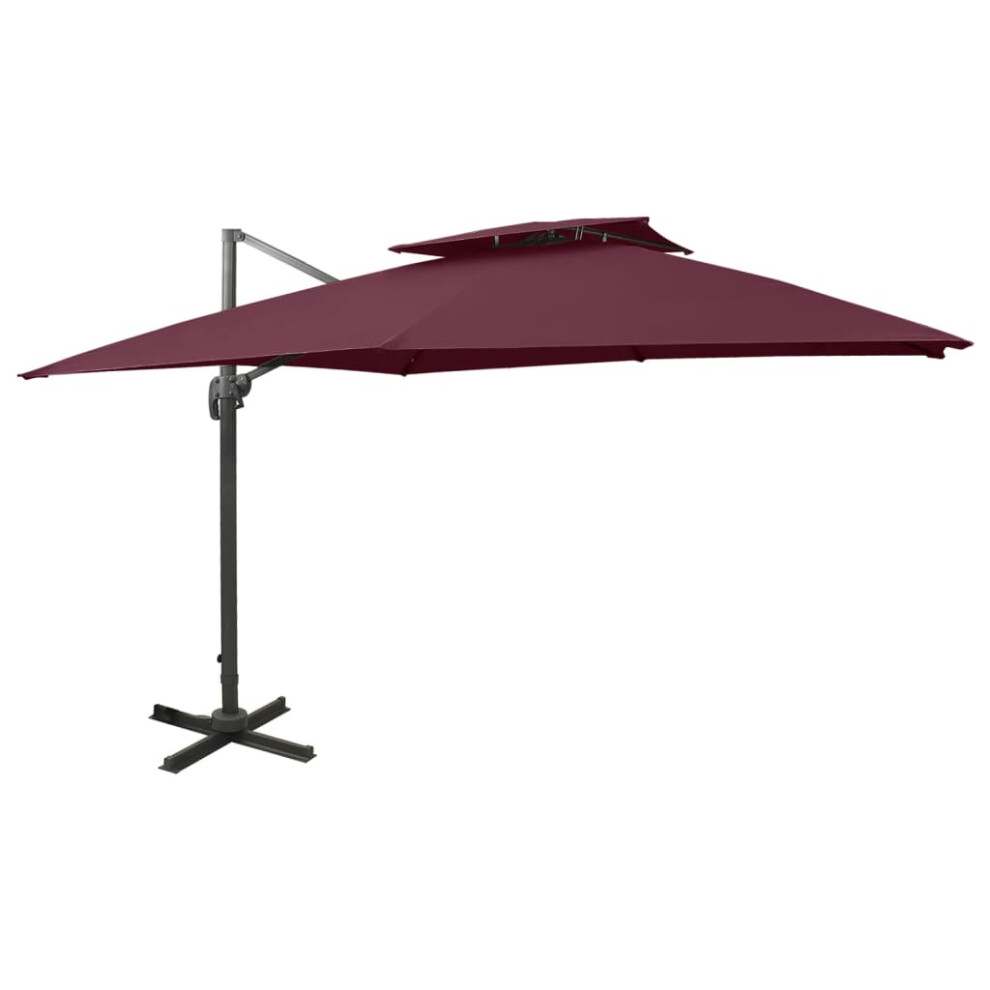 vidaXL Cantilever Umbrella with Double Top 300x300 cm Bordeaux Red Sunshade