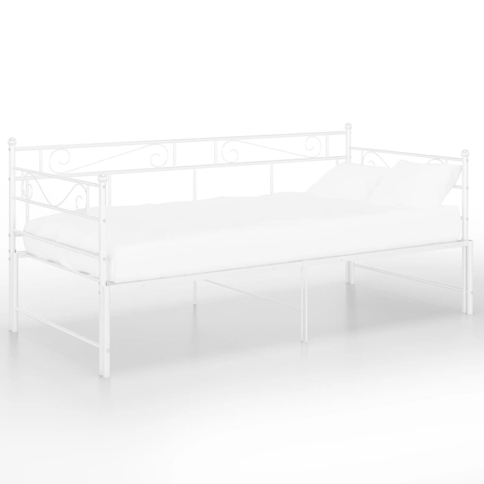 vidaXL Pull-out Sofa Bed Frame White Metal Sleepover Occasional Guest Resting