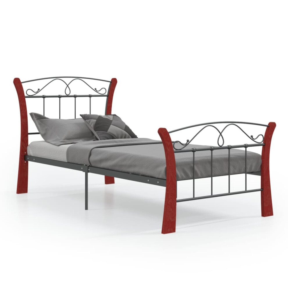 vidaXL Bed Frame Black Metal 90x200 cm Bedroom Furniture Bed Base Bedstead