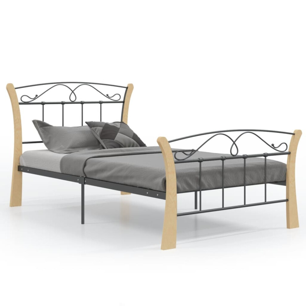 vidaXL Bed Frame Black Metal 100x200 cm Bedroom Furniture Bed Base Bedstead