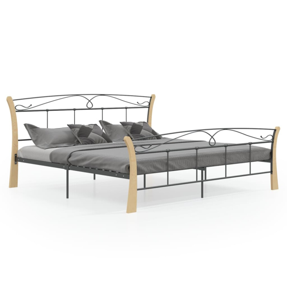 vidaXL Bed Frame Black Metal 200x200 cm Bedroom Furniture Bed Base Bedstead