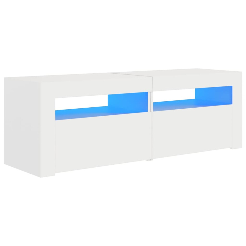 vidaXL TV Cabinet with LED Lights White Hifi Stand Desk TV Unit Hifi Cabinet