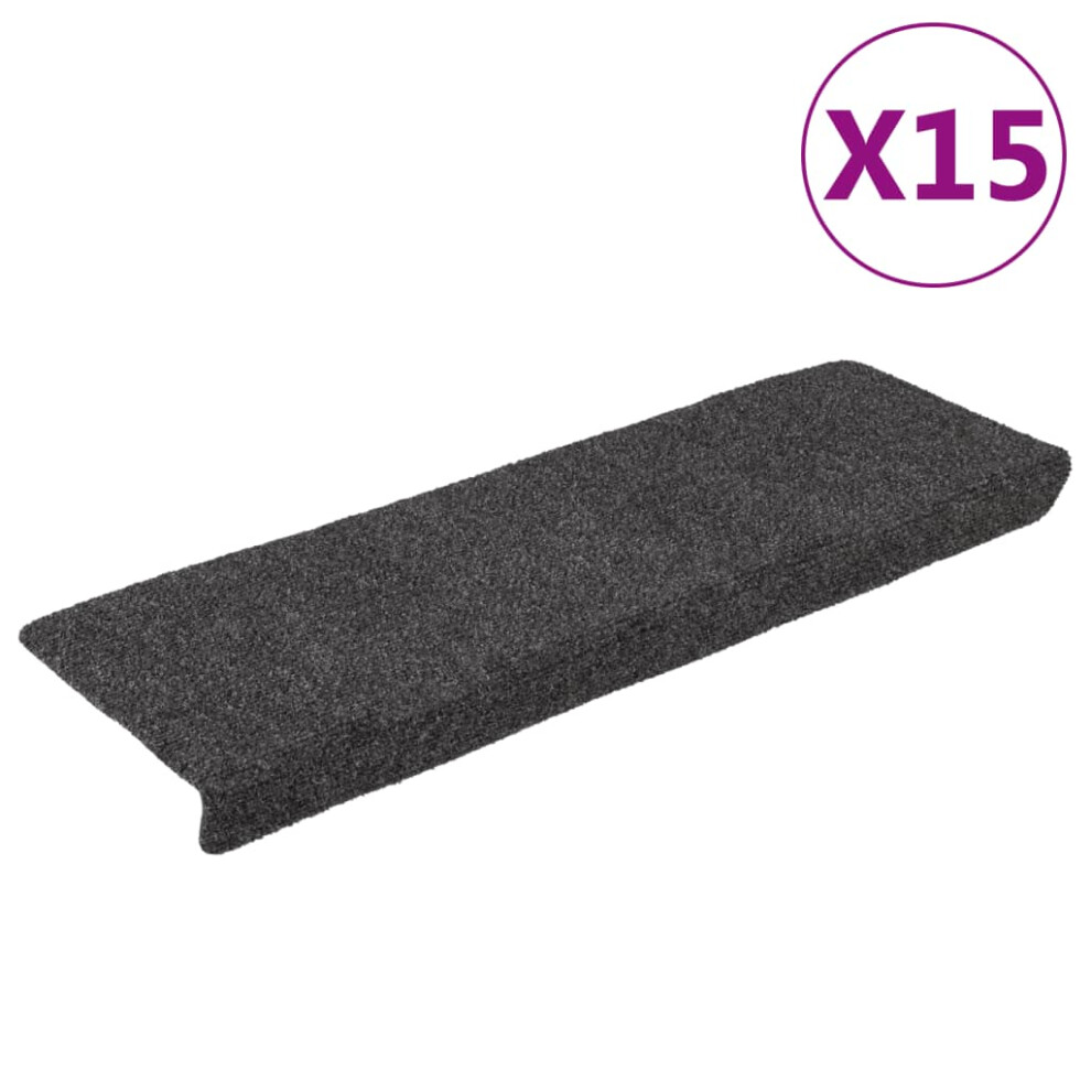 Vidaxl Stair Mats Carpet Stair Tread Step Rug 15 Pcs Needle Punch Anthracite
