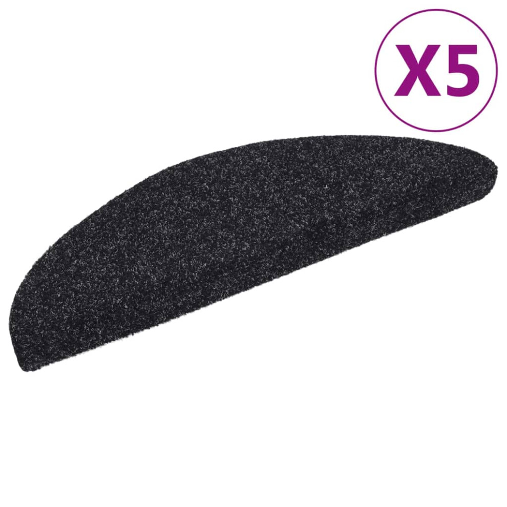 Vidaxl 5X Self-Adhesive Stair Mats Black Needle Punch Stairs Rug Protection