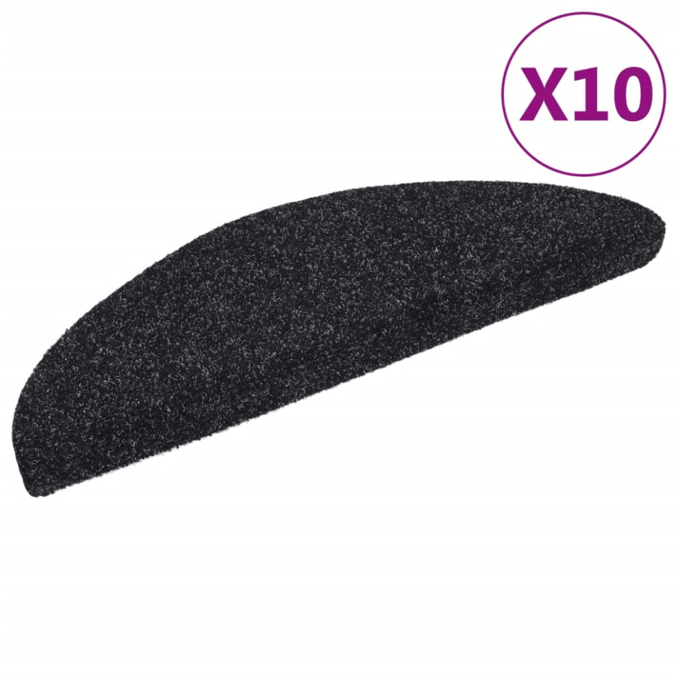 vidaXL 10x Self-adhesive Stair Mats Black Needle Punch Stairs Rug Protection