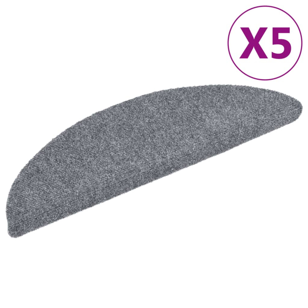 Vidaxl 5X Self-Adhesive Stair Mats Light Grey Needle Punch Stairs Protection