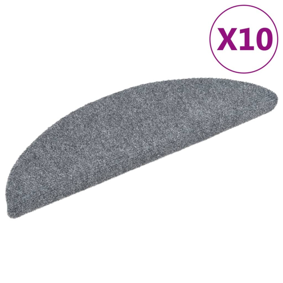 vidaXL 10x Self-adhesive Stair Mats Light Grey 56x17x3 cm Needle Punch Rug