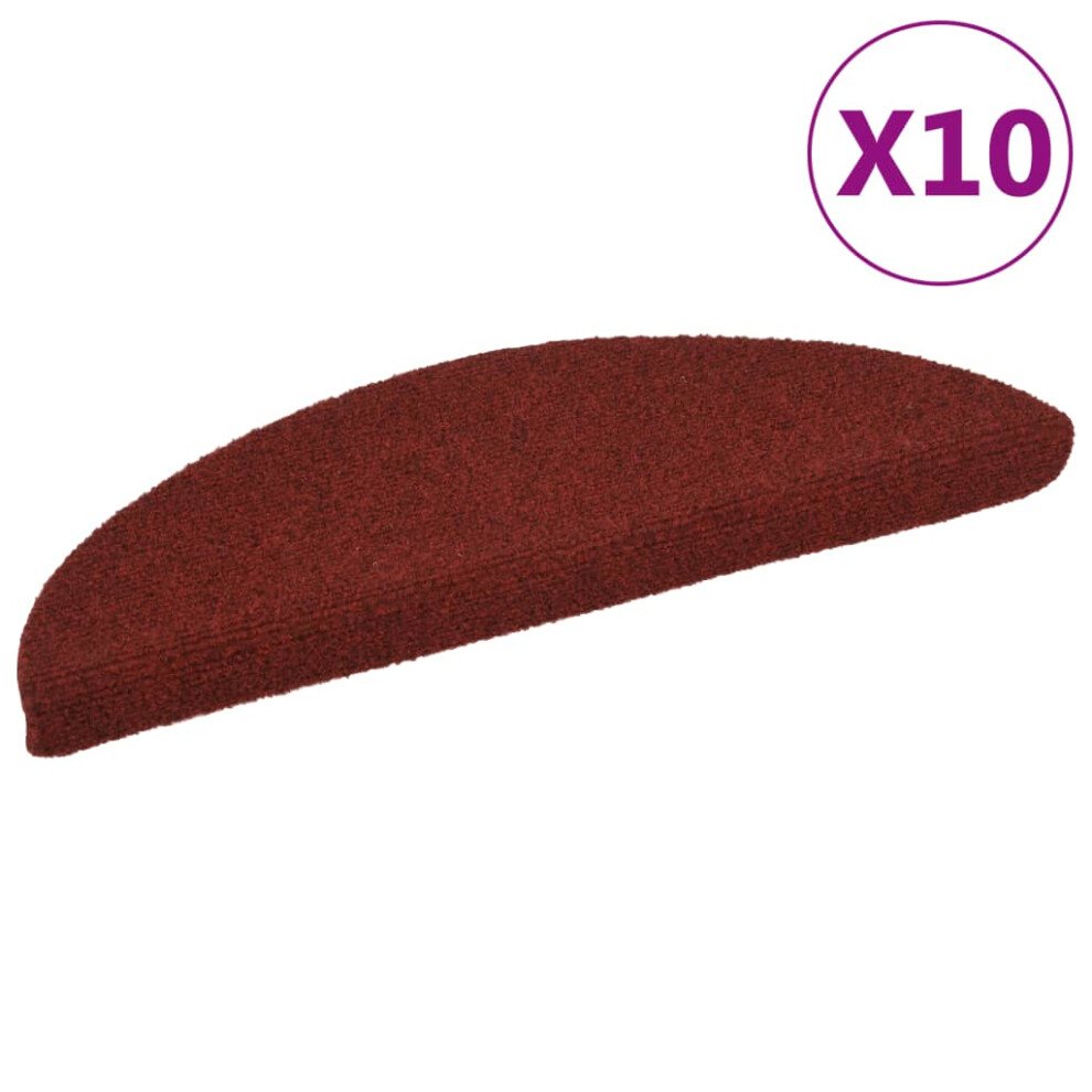 Vidaxl 10X Self-Adhesive Stair Mats Red Needle Punch Stair Rug Decoration