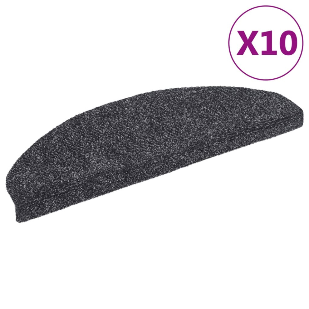 vidaXL 10x Self-adhesive Stair Mats Dark Grey Needle Punch Stairs Protection