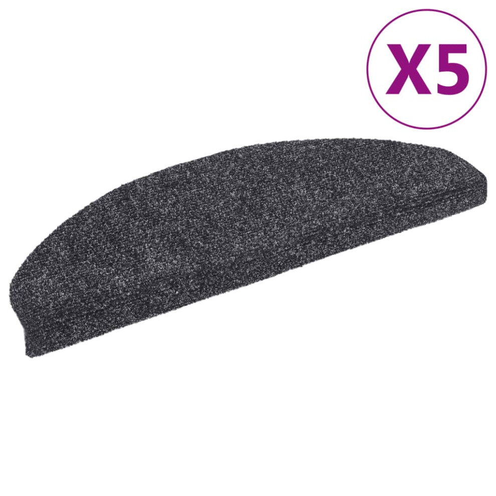 vidaXL 5x Self-adhesive Stair Mats Dark Grey Needle Punch Stairs Protection