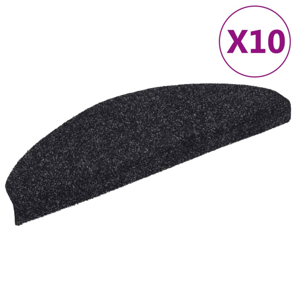 vidaXL 10x Self-adhesive Stair Mats Black Needle Punch Stairs Rug Protection