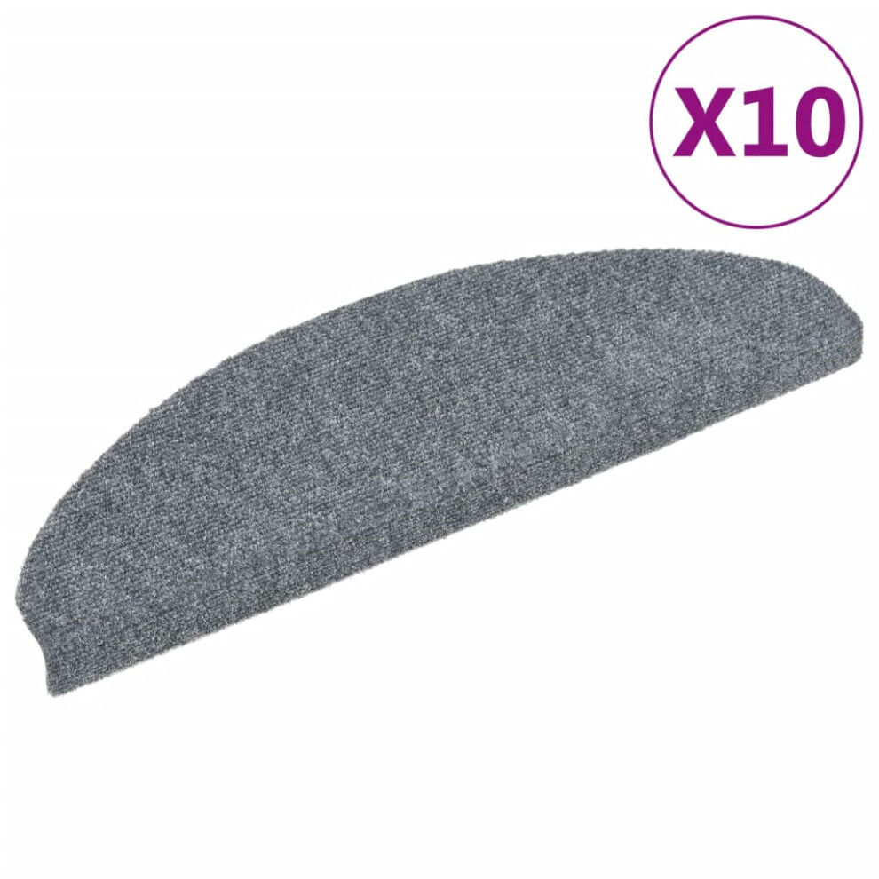 vidaXL 10x Self-adhesive Stair Mats Light Grey 65x21x4 cm Needle Punch Rug