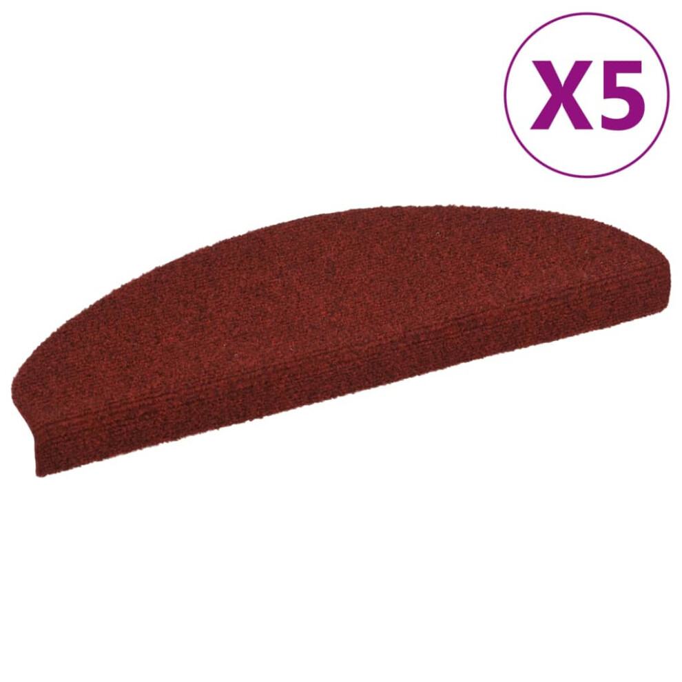 vidaXL 5x Self-adhesive Stair Mats Red Needle Punch Stair Protector Decoration