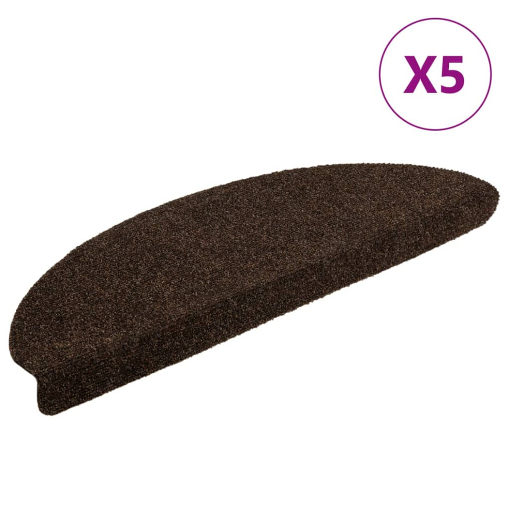 vidaXL 5x Self-adhesive Stair Mats Brown Needle Punch Stairs Rug Protection