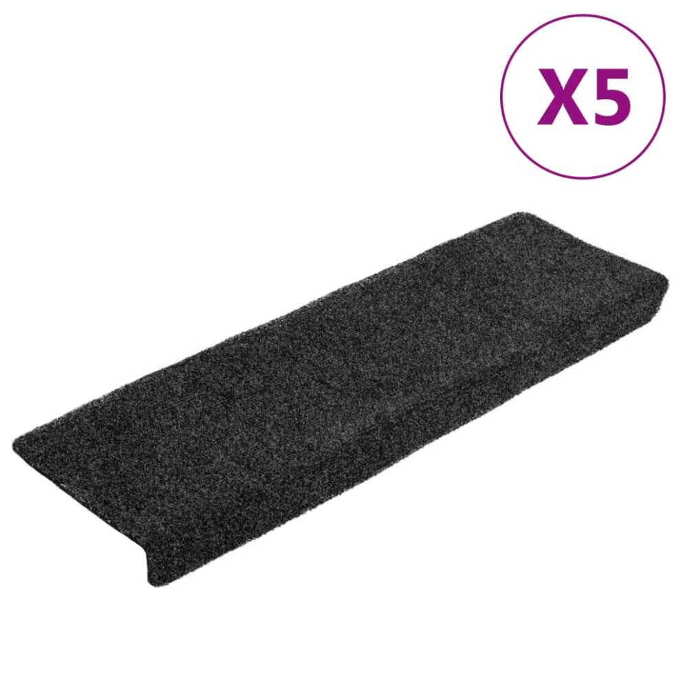 vidaXL Stair Mats Carpet Stair Tread Stair Step Rug 5 pcs Grey Needle Punch