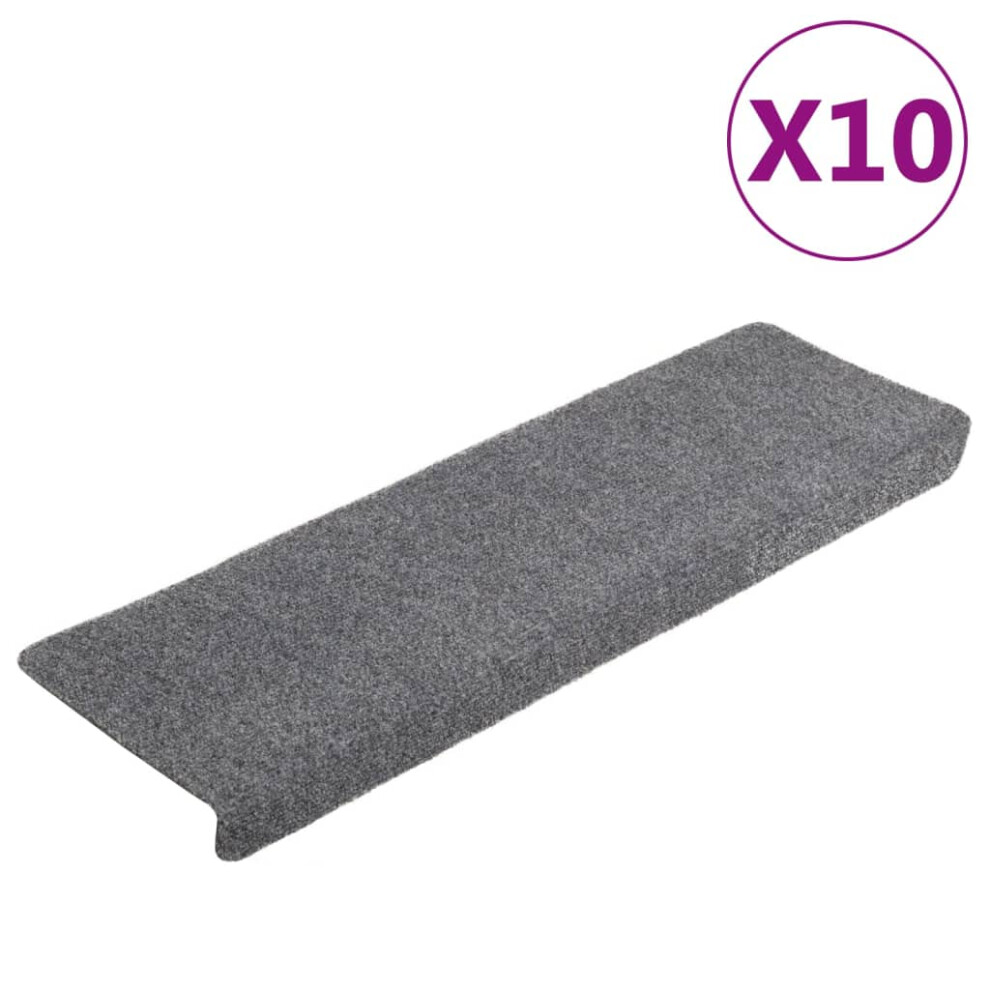 vidaXL Stair Mats Carpet Rug Stair Protector 10 Pcs Light Grey Needle Punch