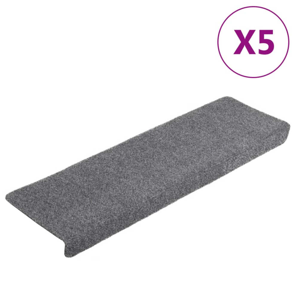 vidaXL Stair Mats Carpet Rug Stair Protector 5 pcs Light Grey Needle Punch