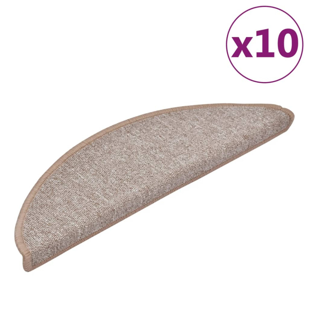 Vidaxl Stair Mats Carpet Stair Tread Stair Step Rug Decor 10 Pcs Light Brown