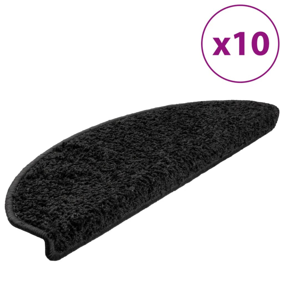 Vidaxl Stair Mats 10 Pcs Black Home Decor Stair Step Rug Carpet Protector
