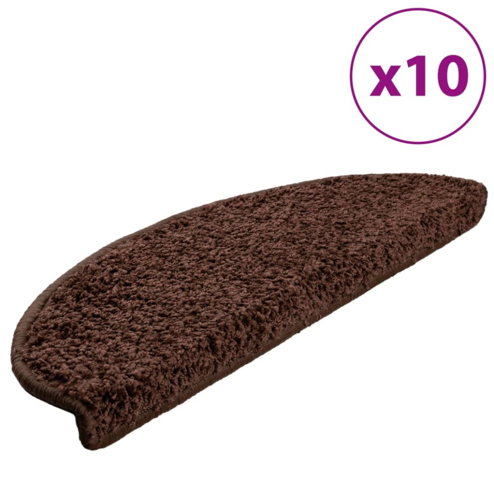 vidaXL Stair Mats 10 pcs Brown Home Decor Stair Step Rug Carpet Protector