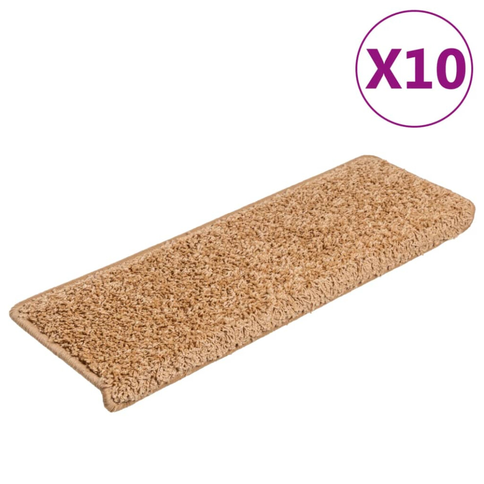 Vidaxl (Beige, 10) Carpet Stair Treads Decorative Stair Step Protector Rug Stair Mats