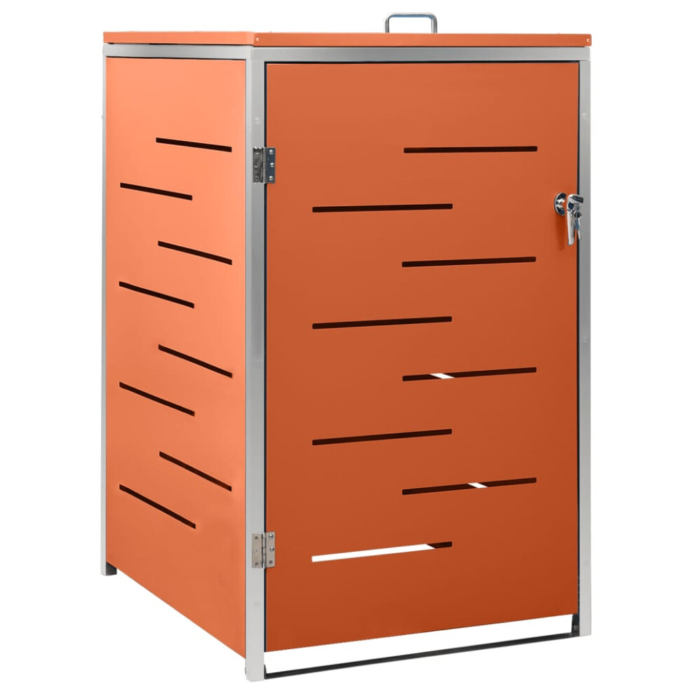 vidaXL Single Wheelie Bin Shed Stainless Steel Outdoor Garbage Waste Shed