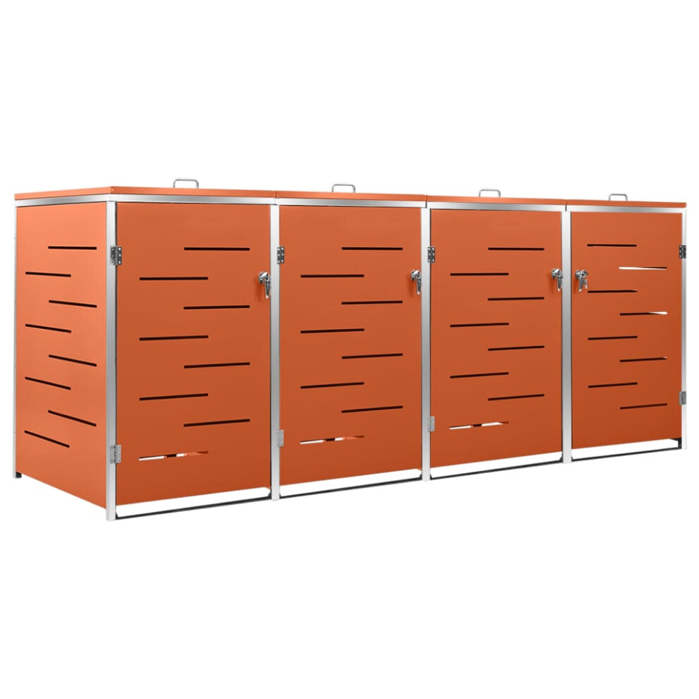 Vidaxl Quadruple Wheelie Bin Shed Stainless Steel Garden Garage Trash Bin Shed