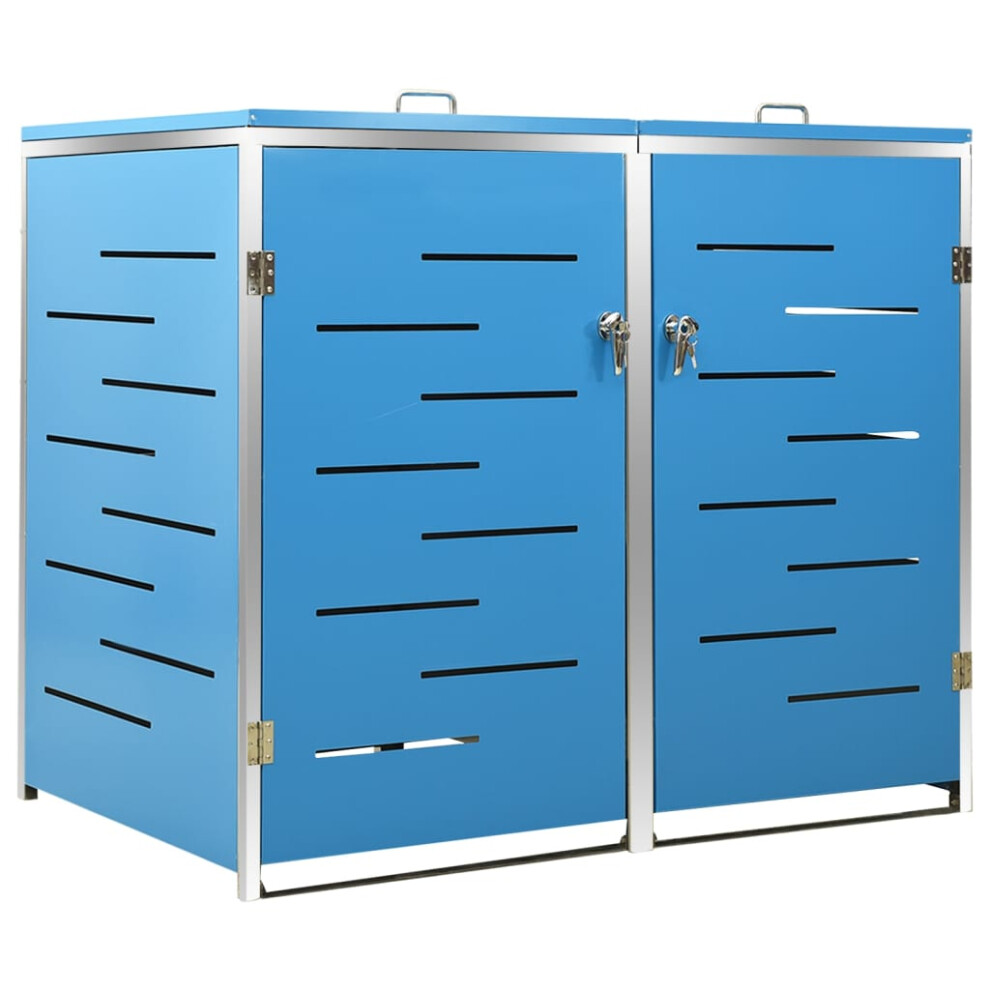 Vidaxl Double Wheelie Bin Shed Stainless Steel Outdoor Garbage Waste Shed