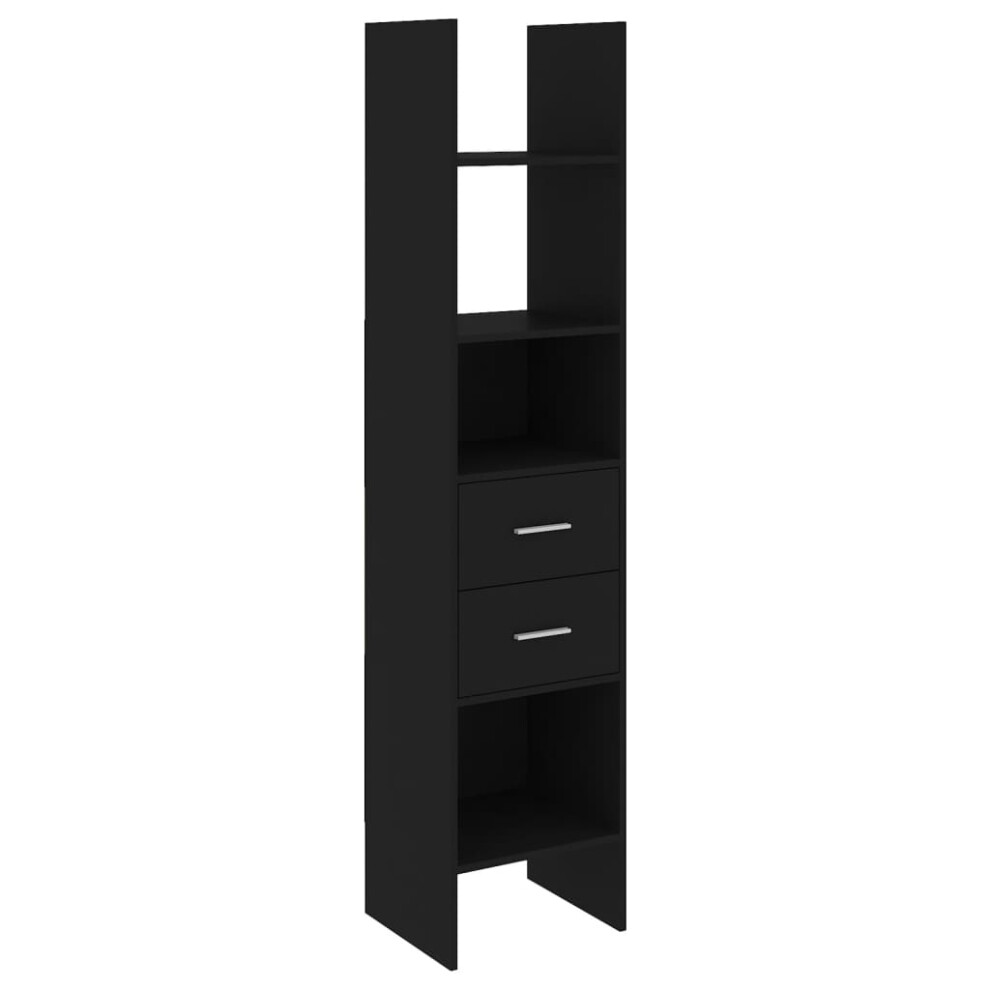 vidaXL Book Cabinet Black Engineered Wood Bookcase Storage Shelf Rack Room